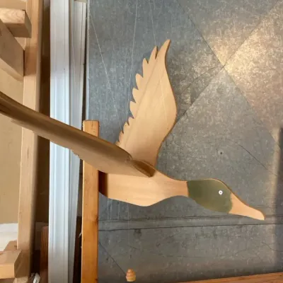 Wooden Hanging Mallard Duck With Flapping Wings