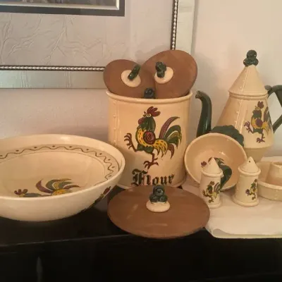 Hand Painted California Provincial Poppy Trail Ceramic Set