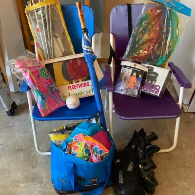 Beach Chairs With Outdoor Games, Rollerblades, Binoculars, Cooler Bag & More 