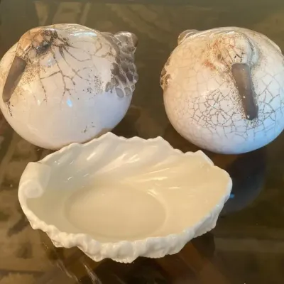 Ceramic Woodcock Figures with Lenox Candy Dish