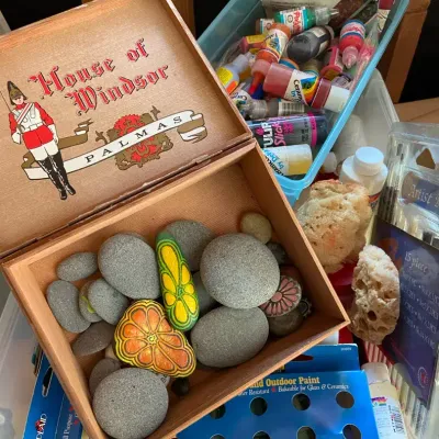 Painting Lot Including Smooth Rocks For Crafting