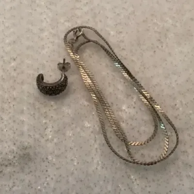 Sterling Silver Chain with 925 Hoop Earring