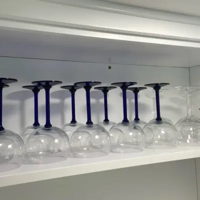 10 Cobalt Blue Stemmed & 5 Clear Red Wine Glasses