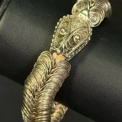 Sterling Silver Vintage Bali-Style Woven Scroll Bracelet - 6.75"