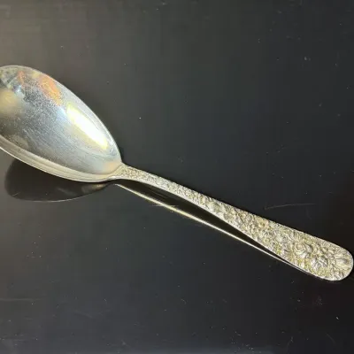 Sterling Silver Stieff "Rose" Serving Spoon, Monogrammed