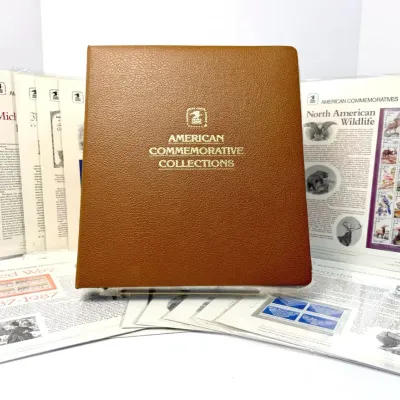 US Postal Service Commorative Stamp Panels (35) With Binder- 1986 & 1987