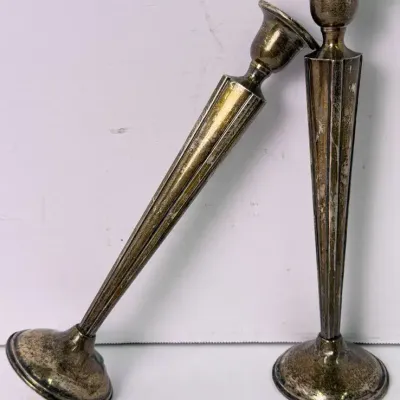 Weighted Sterling Silver Candleholders - 10" Tall