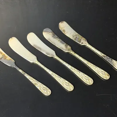 Sterling Silver Stieff "Rose" Butter Spreaders (5) 