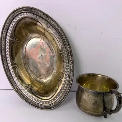 Sterling Silver Reticulated Bowl & Cup