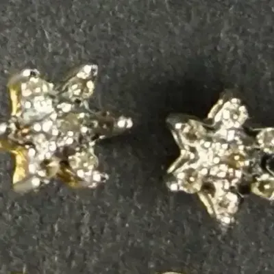 14K Gold Diamond Cluster Earrings, White Gold Illusion Setting