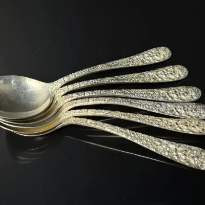 Sterling Silver Stieff "Rose" Soup Spoons (5) - 6.5""