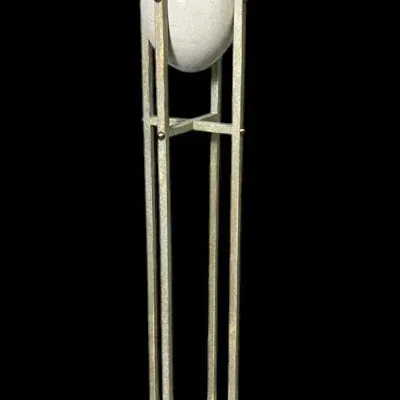 Max Blumberg Style Vintage 1980s Ceramic Urn & Metal Floor Lamp 