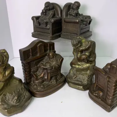 Vintage Armor Bronze Co. Bookends - GS Allen & S Morani