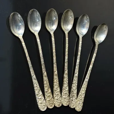 Sterling Silver Stieff "Rose" Iced Tea Spoons (5) - 2 Of 2