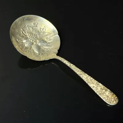Sterling Silver S. Kirk & Son "Repousse" Bon Bon Spoon, Monogrammed