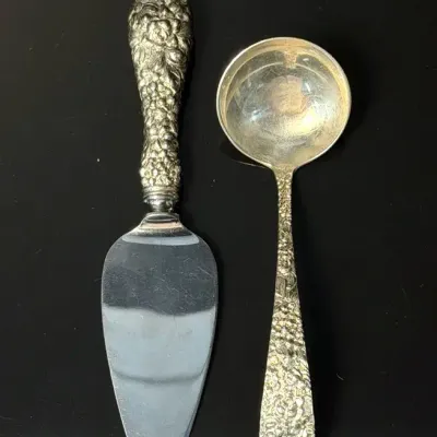 Sterling Silver Stieff "Rose" Mayonnaise Ladle & Cheese Knife