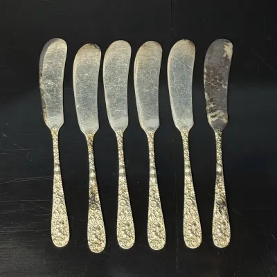 Sterling Silver Stieff "Rose" Butter Spreaders (6)