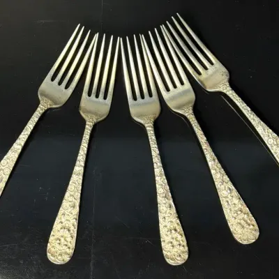 Sterling Silver Stieff "Rose" Dinner Forks (5)