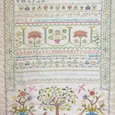 Large Needlepoint Sampler, Framed