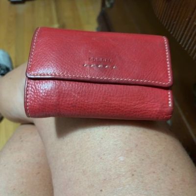 Sale Photo Thumbnail #91: Fossil Red Leather Trifold Wallet