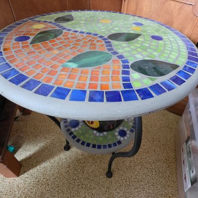 Sale Photo Thumbnail #27: Mosaic Tile Accent Table with Lower Shelf