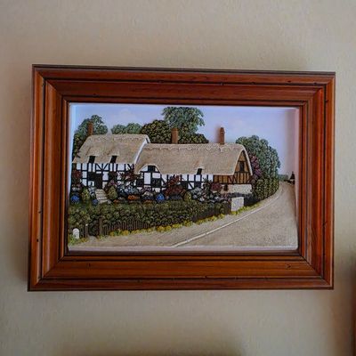 Sale Photo Thumbnail #65: Vintage Friar Craft 3D Plaster Cottage Wall Plaque