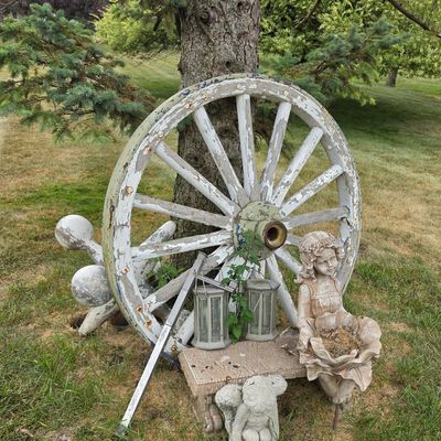 Sale Photo Thumbnail #68: Vintage Wooden Wagon Wheel