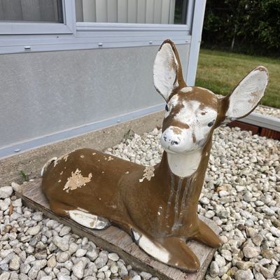 Sale Photo Thumbnail #73: Vintage Concrete Lawn Deer Fawn Statue