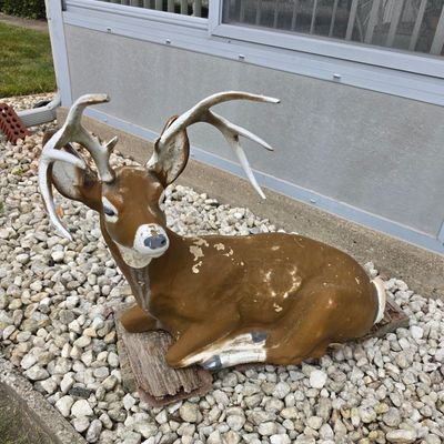 Sale Photo Thumbnail #92: Vintage Molded Plastic Reclining Deer Lawn Ornament