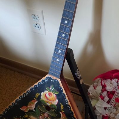 Sale Photo Thumbnail #69: Hand-Painted Balalaika with Floral Motif
