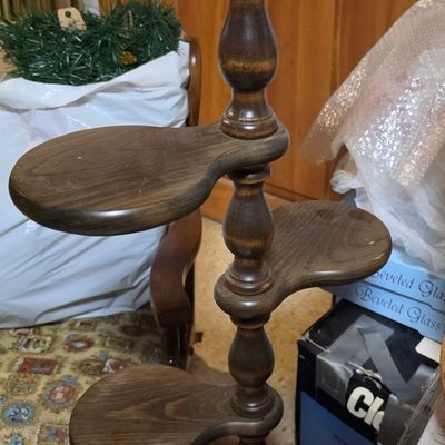 Sale Photo Thumbnail #44: Vintage Spindle Tiered Plant Stand