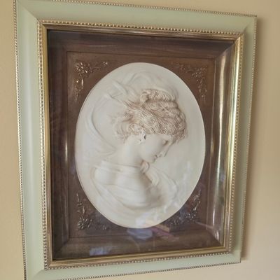 Sale Photo Thumbnail #56: Vintage Turner Mfg Co. "East Wind" Lady Cameo Wall Plaque