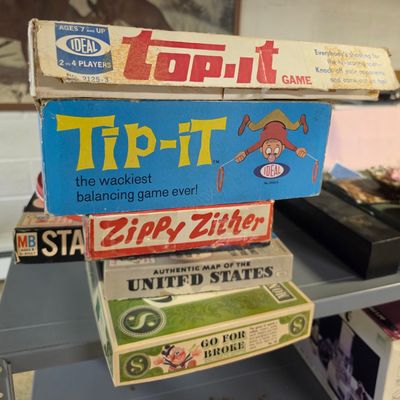 Sale Photo Thumbnail #64: Vintage Ideal Tip-It and Top-It Board Games