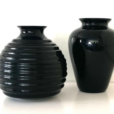 Sale Photo Thumbnail #44: Black amethyst  vases, 11 & 13”