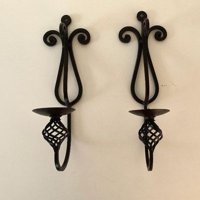 Sale Photo Thumbnail #11: wrought iron candle sconces 16”