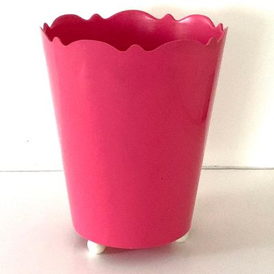 Sale Photo Thumbnail #42: Vtg. hot pink waste basket on ball feet