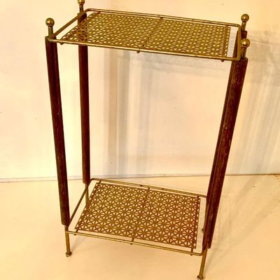 Sale Photo Thumbnail #41: Mid century 2 tier metal mesh stand 