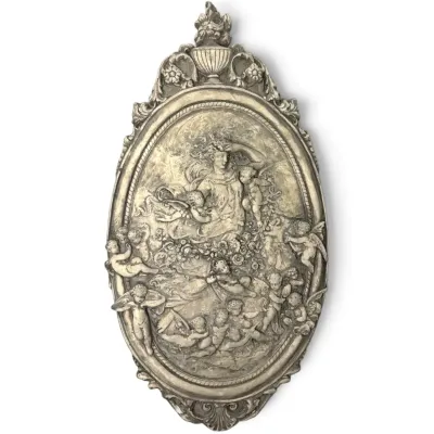 Faux Stone Plaster Plaque - Nymph & Cherubs