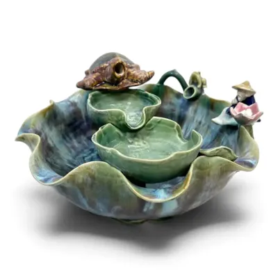 Majolica Asian Flare Tabletop Fountain