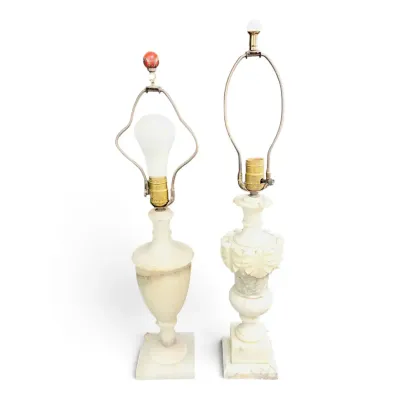 Two Vintage Italian Alabaster Marble Lamps