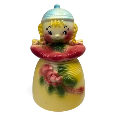 1950s "Yarn Girl" American Bisque Ceramic Cookie Jar