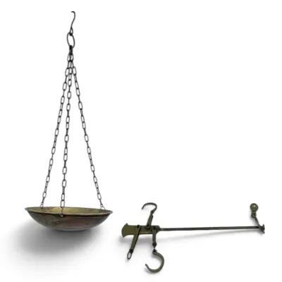 Vintage Brass Balance Scale & Brass Steelyard Balance