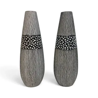 Two Pier One Horsetail Style Vases