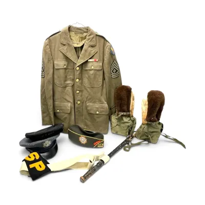 Vintage US Army Air Forces Jacket, US Extreme Cold Artic Mittens, US  Navy Shore Patrol Baton & More