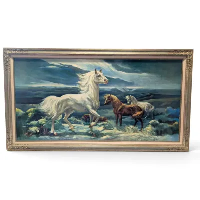 "White Stallion in the Moonlight" Print by Lumen Martin Winter (53.5" x 29.5")