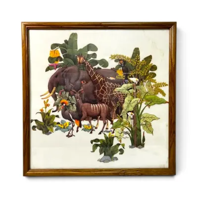 Framed Tony Chen 3D Art Lithograph of African Animals
