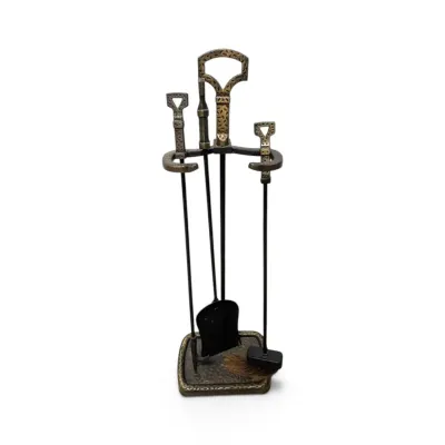Gold & Black Fireplace Tool Set