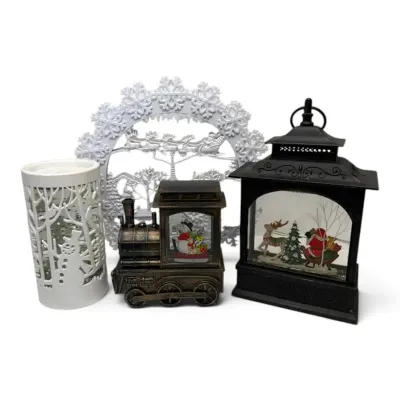 Four Christmas Battery-Powered Snow Lamps