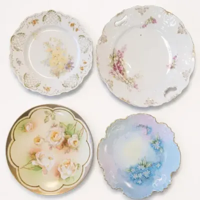 Assorted Hand-Painted Floral Porcelain Plates