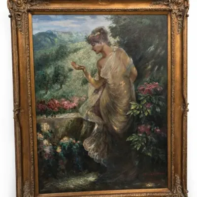 Framed Garden Scene Art Print